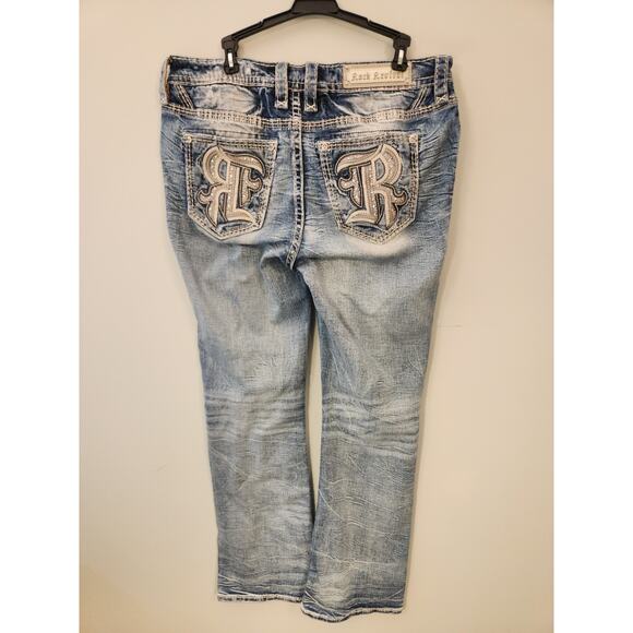 Rock Revival Eilish Boot Jeans Womens 33 (Act 36 X 31) Blue Mid Rise - Picture 6 of 16